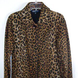 Jones New York Signature Wool Blend Blazer Leopard Print Size S